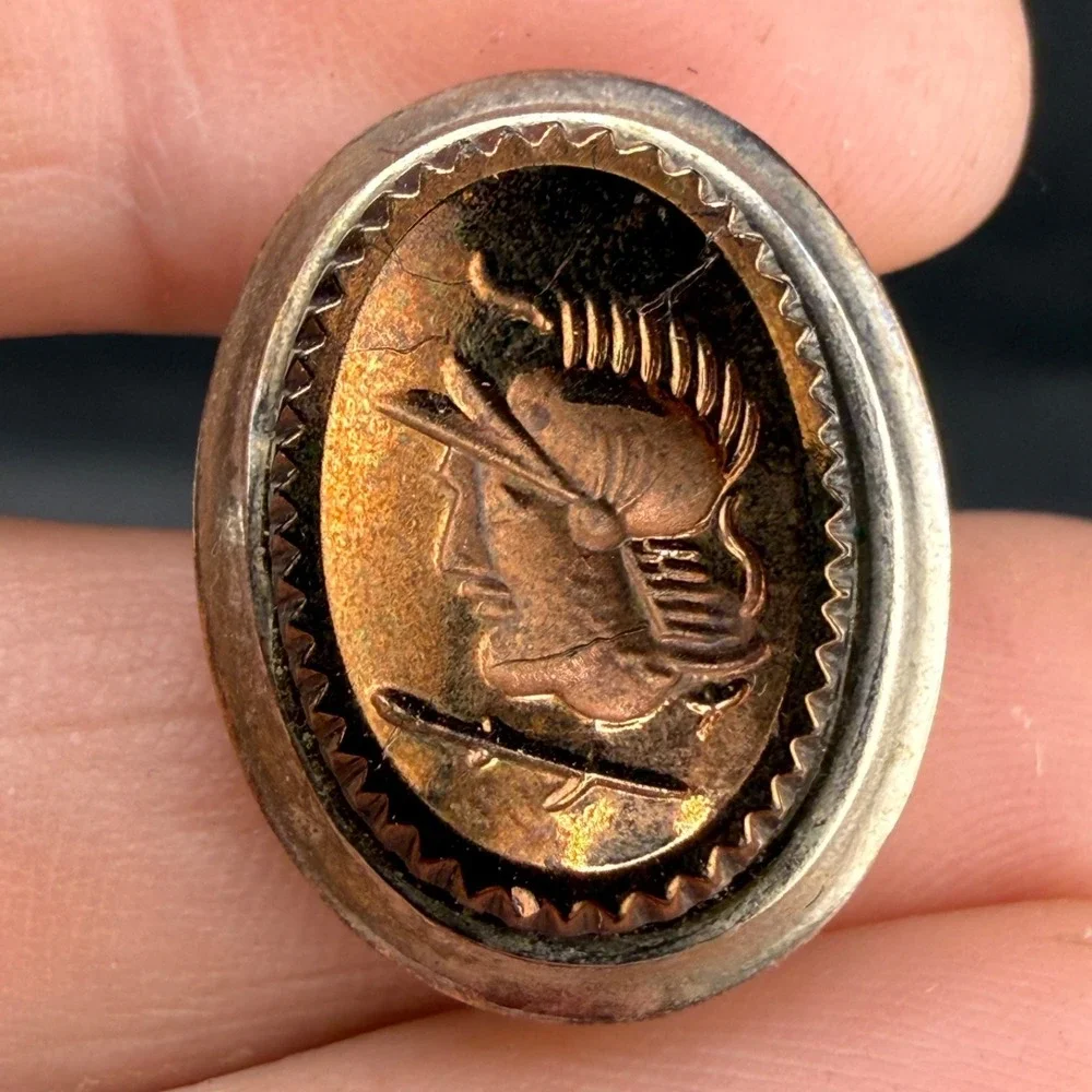 Vintage Roman Soldier Cufflinks Gold‎ Tone Cameo